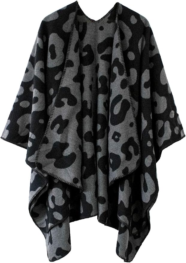 Women's Vintage Pattern Open Front Poncho Cape Shawl Winter Shawl Wraps