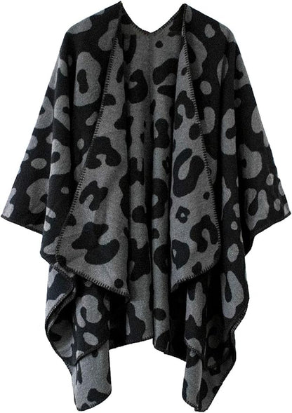 Women's Vintage Pattern Open Front Poncho Cape Shawl Winter Shawl Wraps