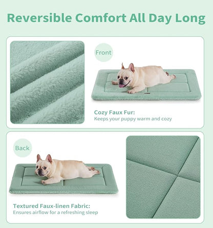 MADE 4 PETS Dog Crate Pad Bed for Large Dogs, Washable & Reversible, Anti-Slip Kennel Mat for Cozy Sleeping, Soft Fluffy Dog Bed for Indoor & Outdoor Use, 36"x27", Green
