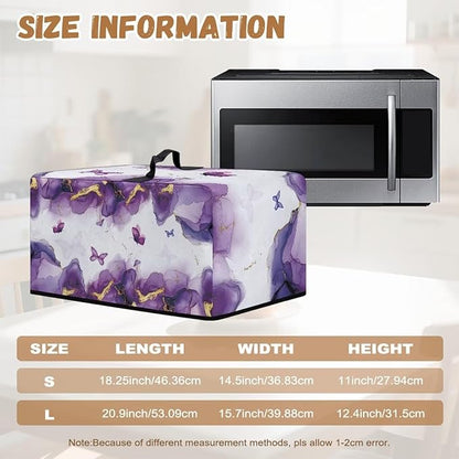 Microwave Oven Dust Cover, Marble Heat-Resistant Waterproof Polyester Fabric Protection for Toaster Oven Air Fryer Dust Cover for Microwaves Ovens Machine Washable