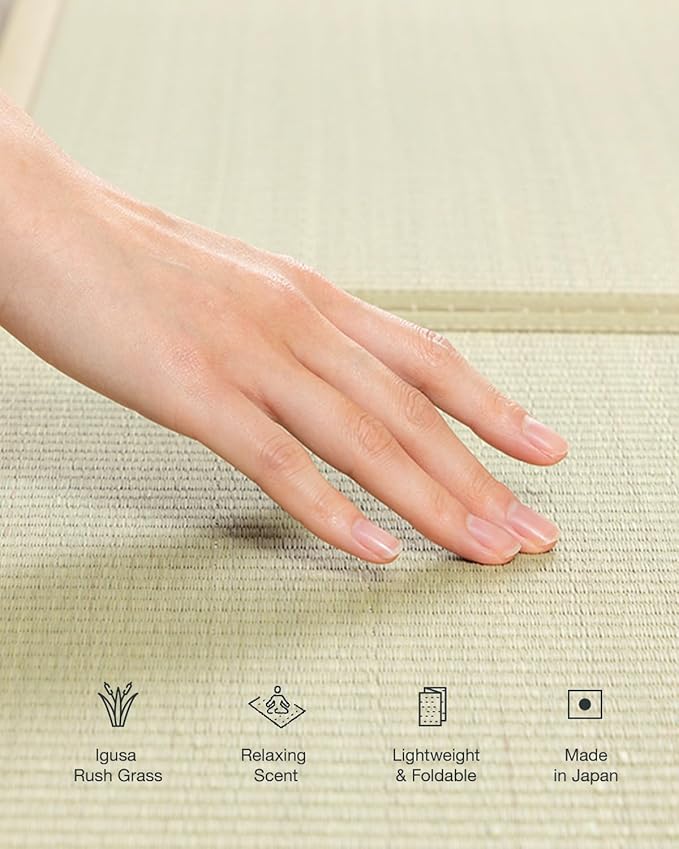 FULI Japanese Tatami Mattress, Tatami Rug, Igusa Mat (Japanese Rush Grass) Foldable, Made in Japan (Natural, Full XL)