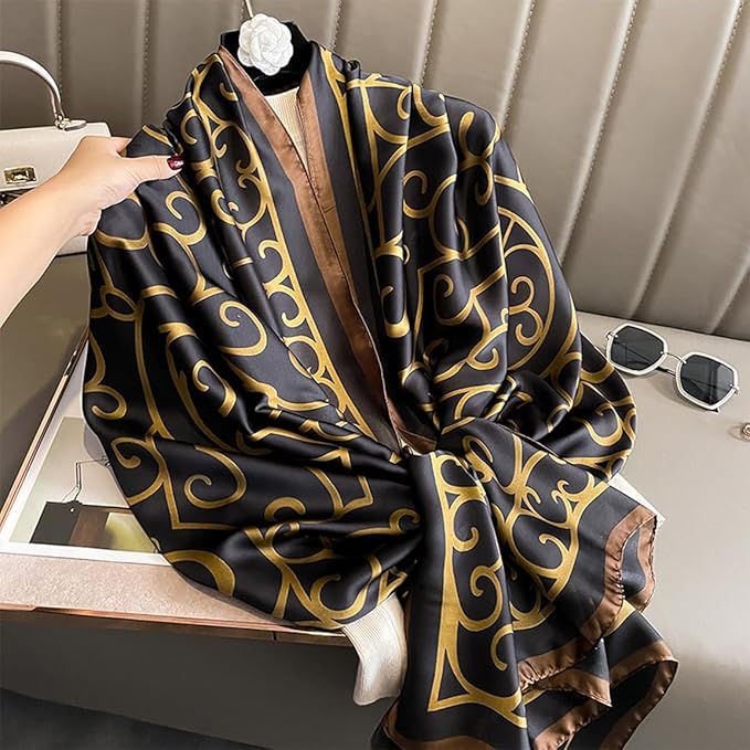 Fashion Scarves Scarf 100% Silk Feeling Scarf Silk Like Scarves Long Lightweight Sunscreen Shawls for Women