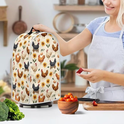 Talayituse Rooster Chicken Egg Sunflower Print Blender Dust Cover with Handle, Stand Mixer or Coffee Maker Appliance Covers Anti Fingerprint Dust Proof Stain Resistant Blender Cover for Home Kitchen
