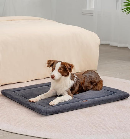 MADE 4 PETS Dog Crate Pad Bed for Medium Dogs, Washable & Reversible, Anti-Slip Kennel Mat for Cozy Sleeping, Soft Fluffy Dog Bed for Indoor & Outdoor Use, 29"x21", Dark Gray