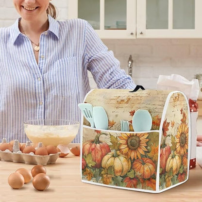 Pumpkin Mixer Cover for Kitchen Aid 4.5-5 Qt Mixer, Maple Leaf Small Appliance Dust Covers Universal for Air Fryers, Coffee Makers, Kitchen Decor Gift for Friends