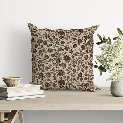 William Morris Abstract Vintage Floral Velvet Butterfly Design Throw Pillow Covers Home Decor, Retro Art Deco Pillowcase Cushion Cover for Bed Sofa Living Room, Square 18x18inch (Beige-Floral)
