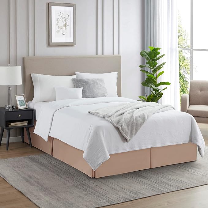 Nestl Taupe Twin XL Bed Skirt - Twin XL Size Bed Skirt 14 Inch Drop - Brushed Microfiber Bed Skirts - Hotel Quality Pleated Bed Skirt - Shrinkage & Fade Resistant