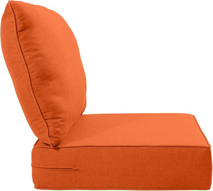 Luxury 22x24/22x25 6-Inch Outdoor Chair Cushions Set of 4 - Heavy Duty Water-Resistant Comfortable Cushion for Patio Furniture Set Dining Gliding Rocking Chairs Loveseat L-Shape Sofa - Orange