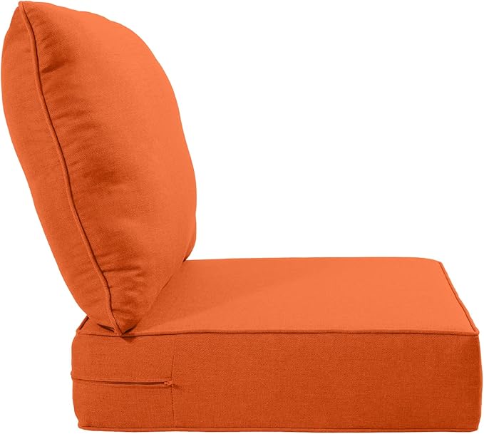 Luxury 22x24/22x25 6-Inch Outdoor Cushions for 5 Peice Patio Furniture Set - Set of 5 Water-Resistant Pillow for Dining Rocking Swivel Chairs Loveseat Couch Sectional Sofa - Orange