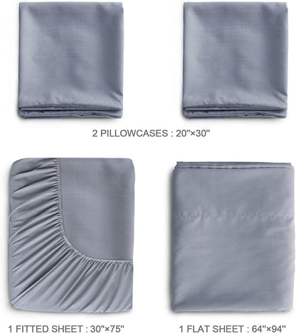 SPRINGSPIRIT Cot Sheets 30" x 75" x 9", 4 Piece Cot Sheet Set (2 Pack), Cot Size Fitted Sheets with Narrow Twin/Camp Bunk/Rvs Bunk/Guest Beds/Trifold Mattress, Grey