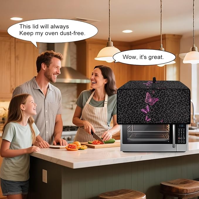 Butterfly Leopard Print Microwave Oven Dust Cover Heavy Duty Microwave Oven Cover Foldable Dust-Proof Kitchen Machine Covers Case Protections for Toaster Oven, L