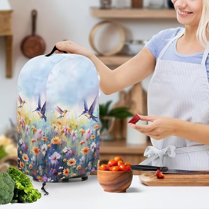 Hummingbird Daisy Purple Blender Cover Kitchen Appliance Anti Fingerprint Dust Proof Stain Resistant Coffee Maker Food Processor Stand Mixer Cover for Home Kitchen Decor