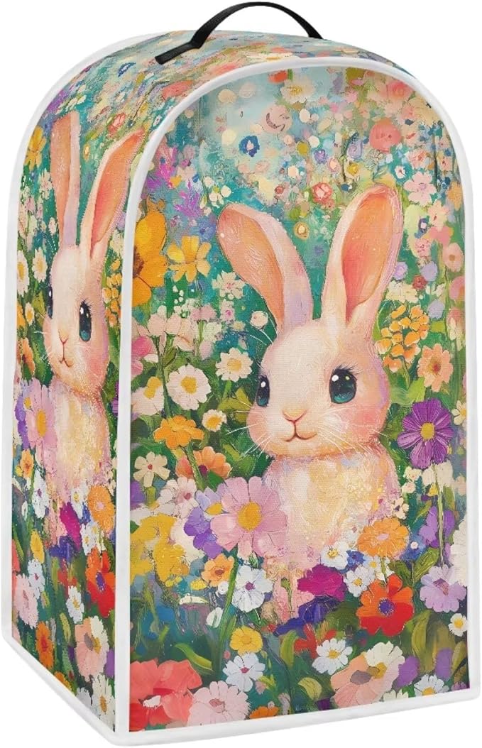Blender Covers for Kitchen Food Processor Cover with Handle, Dust Covers for Kitchen Appliances Stand Mixer or Coffee Maker Appliance Cover, Colorful Daisy Rabbit