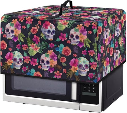Microwave Oven Cover, Halloween Skull Heat-Resistant Polyester Machine Protector Decorative Kitchen Appliance Covers Waterproof Microwave Oven Cover for Most Countertop Microwaves