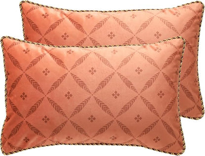 Throw Pillow Covers Pack of 2,Orange Cozy Velvet with Minimalist Floral and Leaves Pattern Pillowcases,Decoration Lumbar Pillows Cushion Covers for Couch Sofa Bed Car Chair,12"x20"