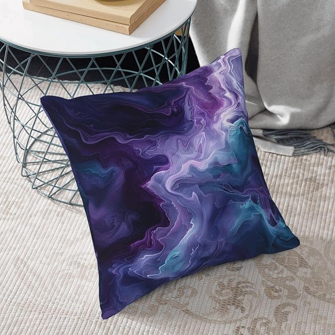Purple Teal Turquoise Galaxy Nebulous 18x18 inches Throw Pillow Covers Cozy Square Pillowcases Home Decor for Bed Couch Sofa Office Living Room Cushion Covers