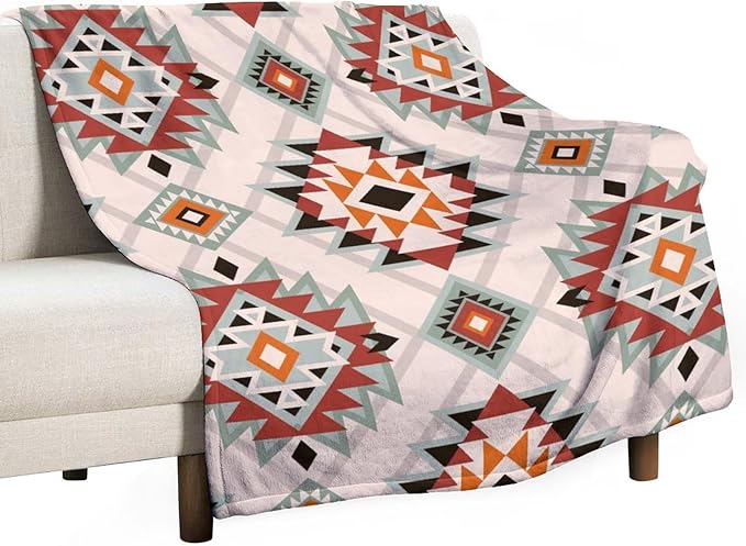 Southwest Style Blanket, Boho Geometric Print Throw Blanket Tribal Aztec Blanket for Couch Bed Sofa Cover Throw Home DéCor 40"x50"