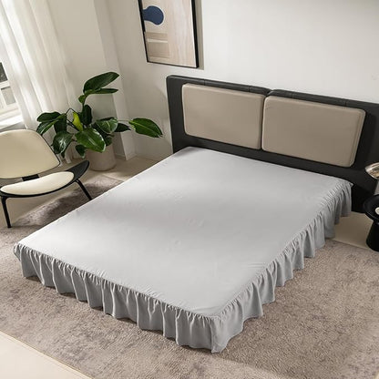 TSUTOMI Light Grey Bed Skirt King Size Ruffled Bed Skirt with Split Corners, King Bed Skirt 16 Inch Drop, King Size Bed Skirt Grey for Ruffled Bed Skirt with Split Corners, Bed Skirt King Size