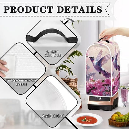 Talayituse Hummingbird Cherry Blossom Blender Dust Cover with Handle, Stand Mixer or Coffee Maker Appliance Cover Anti Fingerprint Dust Proof Stain Resistant Blender Cover for Home Kitchen