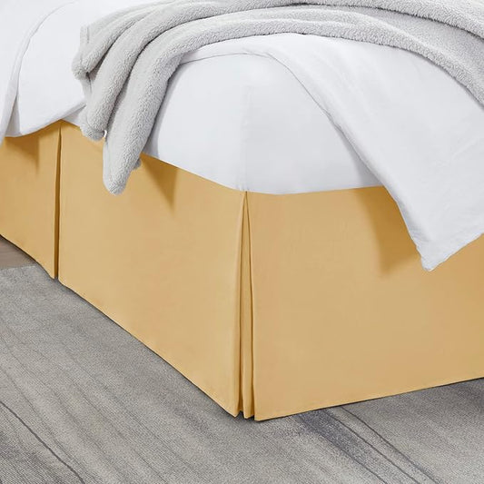 Nestl Gold Bed Skirt King Size - King Bed Skirt 14 Inch Drop - Brushed Microfiber Bed Skirts - Hotel Quality Pleated Bed Skirt - Shrinkage & Fade Resistant