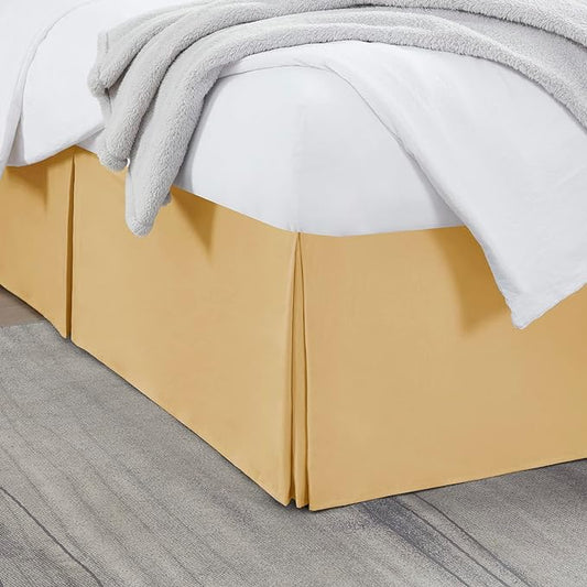 Nestl Gold Twin Bed Skirt - Twin Size Bed Skirt 14 Inch Drop - Brushed Microfiber Bed Skirts - Hotel Quality Pleated Bed Skirt - Shrinkage & Fade Resistant
