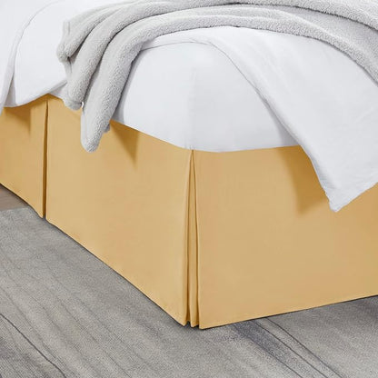 Nestl Gold Bed Skirt Queen Size - Queen Bed Skirt 14 Inch Drop - Brushed Microfiber Bed Skirts - Hotel Quality Pleated Bed Skirt - Shrinkage & Fade Resistant
