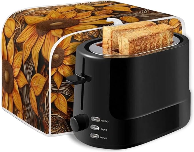 Vintage Sunflowers Printed Toaster Cover, Universal 4 Slice Oven Cover Appliance Cover Toaster, Dustproof Protector Broiler Organizer Bag, Small Kitchen Appliance, BAX-P58-7-AA6-10