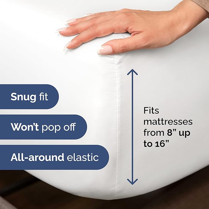 Split Queen Sheets - Easy-Fit, Wrinkle-Resistant, Designed for Split Queen Mattress – Split Queen Sheets Sets Fits 14" to 16" Deep Pockets – Premium Extra Soft, Queen Split Fitted Sheet Set – White