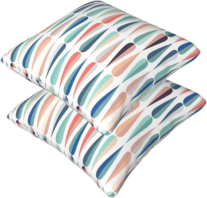 bassyil Mid Century Retro Drop Throw Pillow Covers Decorative Linen Pillow Cases Set of 2 Square Cushion Cover for Couch Sofa Bedroom Patio 18x18 Inch