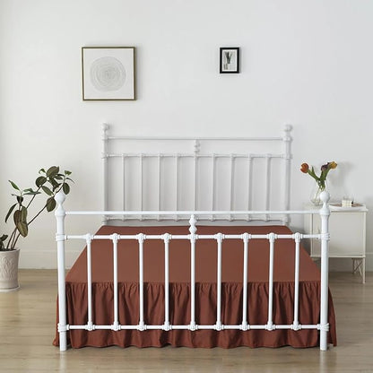 Bed Skirt Queen Size Ruffled Bed Skirt with Split Corners, 12 Inch Drop Dust Ruffle Bed Skirts with Platform, 12'' Queen, Rust