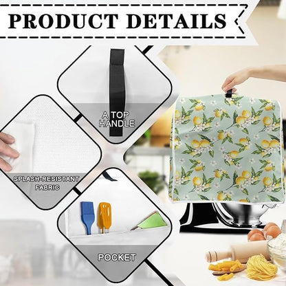 Lemon Mixer Cover for Kitchen Aid 4.5-5 Quart Stand Mixers, Universal Kitchen Appliance Dust Cover Washable Dustproof Cloth Cover with Pocket for Kitchenware Gift for Holiday