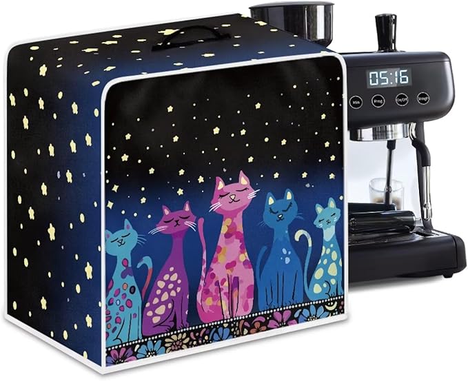 Coffee Maker Cover Dust Cover, Art Washable Dustproof Mixer Protector with Top Handle, Foldable