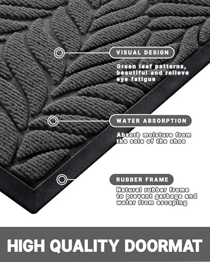Yimobra Front Door Mat Outdoor Indoor, 29.5x17 All-Season Waterproof Door Mat Outside Entrance, All-Weather Non-Slip Outside Doormat for Garage Patio Entryway, Grey