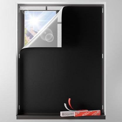 Sumobaby Blackout Curtains for Bedroom Portable 56"x48",No Drill Blackout Shades with Upgraded Hook&Loop Tapes,100% Black Out Window Cover,Thermal Insulated Blinds for Bedroom,Nursery(1 Panel,Black)