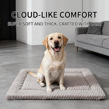 Dog Bed Mat - Dog Crate Pad - Reversible Mat for Pet Comfort - Soft Bed Crate Pads for All Seasons - Durable, Machine Washable Mat for Crates, Travel, and Home (Light Gray, 35" L*23" W*1.5" Th)
