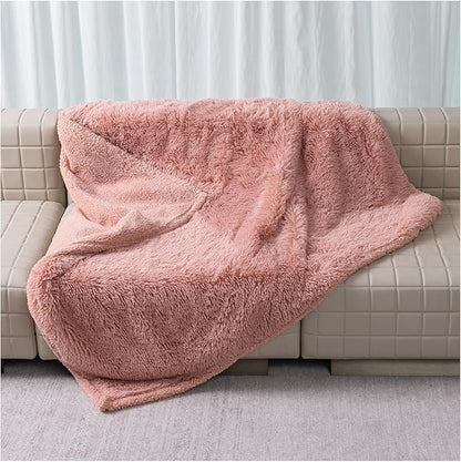 Pink Fluffy Long Faux Fur Pet Throw Blankets for Dogs Waterproof Pet Blanket for Puppy Cats Couch Protector Mat Love Bed Cover Washable(Pink,S)