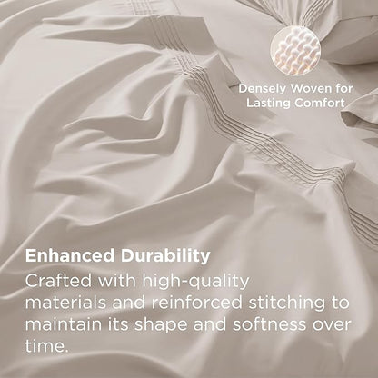Bedsure Deep Pocket King Sheet Set - Fits Mattresses Up to 21 Inches Thick - 4 Piece GentleSoft Bed Sheets, Moisture Wicking, Soft & Cooling Bedsheet & Pillowcases, Easy & Secure Fit, Linen