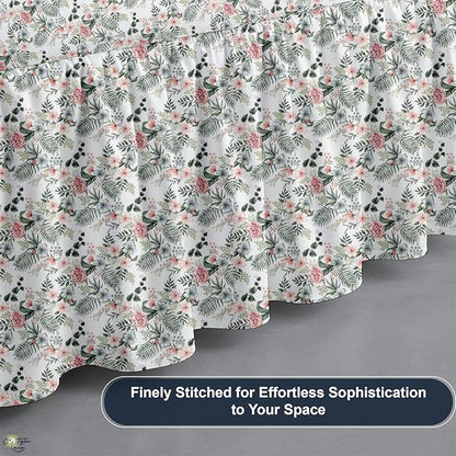 Cottington Lane Ruffled Bed Skirt Twin Size with Split Corner, Brushed Microfiber Hotel Quality Dust Ruffle, 12 Inch Drop Gathered Bedskirt, Soft, Stylish, Shrink & Fade Resistant, Petal Dream