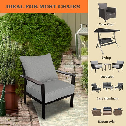 Goodgoods 24x24 inch Outdoor/Indoor Deep Seat Patio Cushions Set of 2 Resilient Foam Filling Water Repellent Stain-Resistant UV Resistant Weather Resistant Deep Seat Bottom Light Gray