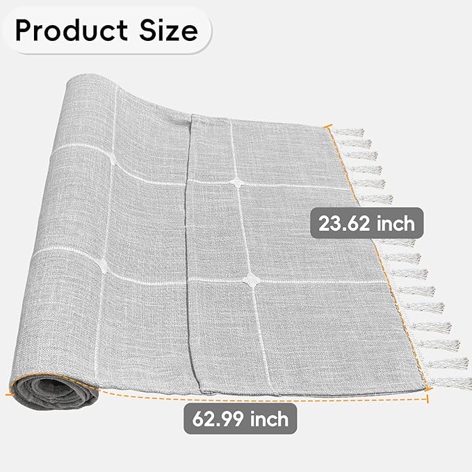 Coffee Table Cloth, Coffee Table Cover with Pockets and Tassel,Grey Grid for Living Room Small Rectangle Tablecloths Washer Dryer Fridge Top Dust Cover,Easy Care Machine Washable