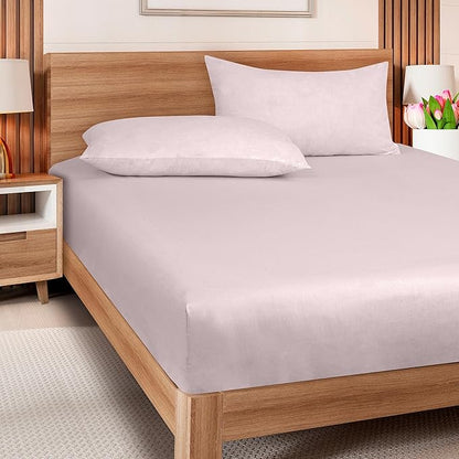 ROYALE LINENS 300 Thread Count 100% Long Staple Combed Cotton Fitted Sheet Full - Super Soft Deep Pocket Bottom Sheet - Fitted Sheets Only - Elastic Sheets (Full, Lavender)