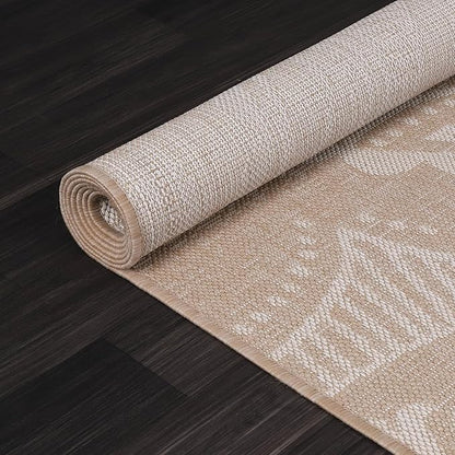 Medallion Outdoor Rug 8x10 Washable Outside Carpet for Indoor Patio Porch Waterproof Easy Cleaning Non Shedding Area Rugs Beige 8 x 10