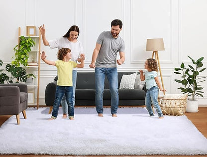 ONASAR White 8x10 Area Rugs for Living Room, Large Fluffy Shag Bedroom Rug, Washable Soft Plush Thick Shaggy Big Floor Carpet for Kids Boy and Girls Teen Dorm Nursery Indoor Home Decor Aesthetic
