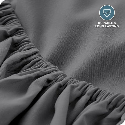 Bare Home Fitted Bottom Sheet Hospital Size - Premium 1800 Microfiber - Ultra-Soft Hotel Luxury - Deep Pocket - Durable and Long Lasting (Hospital, Grey)