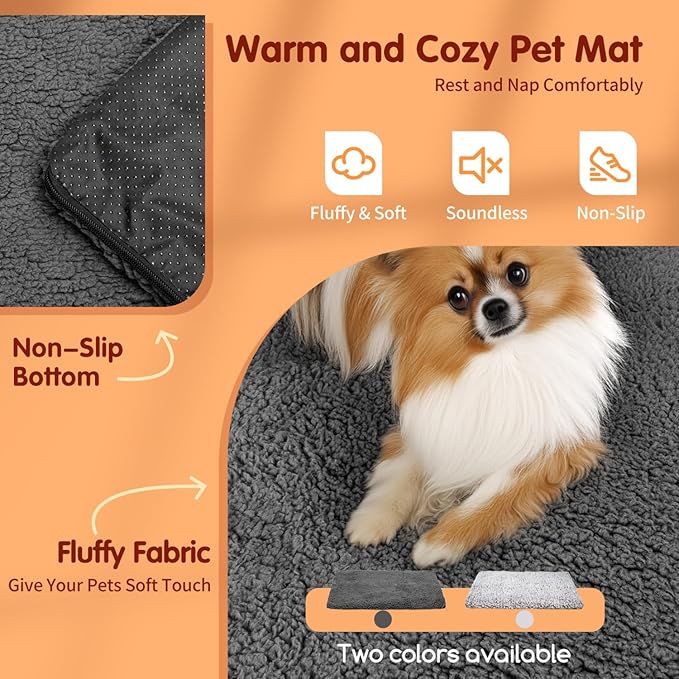 Nobleza Self Heating Cat Bed, Super Soft Thermal Dog Crate Bed Mat for Sleeping, Washable Anti-Slip Self Warming Pet Kennel Pad for Small Medium Cats Dogs Indoor Outdoor (Darkgray, M)
