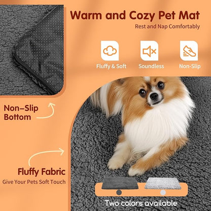 Nobleza Self Heating Cat Bed, Super Soft Thermal Dog Crate Bed Mat for Sleeping, Washable Anti-Slip Self Warming Pet Kennel Pad for Small Medium Cats Dogs Indoor Outdoor (Darkgray, M)