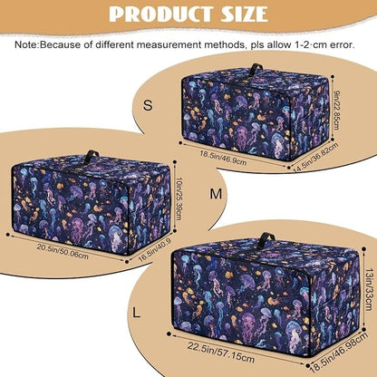 Jellyfish Clownfish Bubble Print Microwave Oven Cover Dust-Proof Fabric Toaster Oven Covers Easy to Clean Foldable Microwave Oven Grill Cover Protector with Top Handle, M