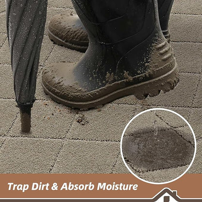 BEQHAUSE Dirt Trapper Door Mat 24" x 36", Doormat Non-Slip Entryway Rugs Washable, Dog Door Mat Stain Resistant and Absorbent Welcome Floor Mat for Front Back Door, Muddy Wet Shoes & Paws, Beige