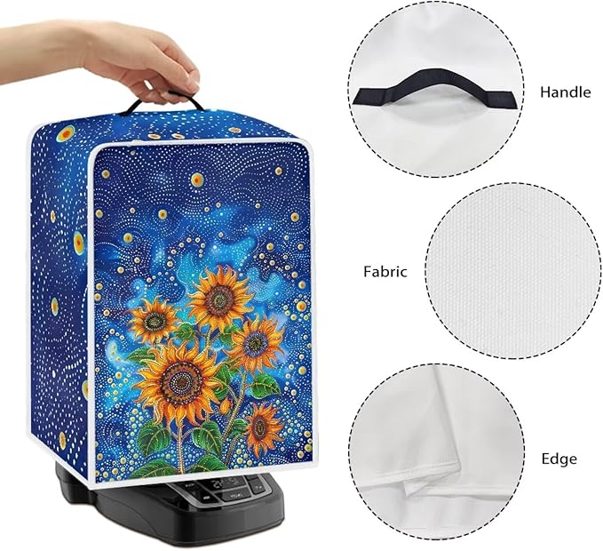 Coffee Machines Covers - Dust Resistant Protective Covers For Coffee Makers, Blender, Mixer, Juice Machine - Dust Proof, Washable Sunflowers Pattern Blue