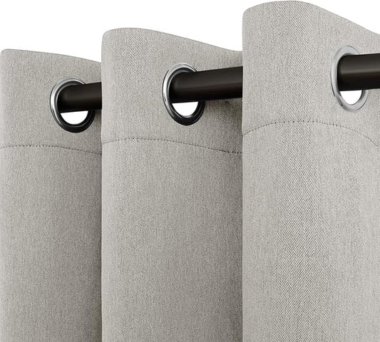 Easy-Going Linen Look Blackout Curtain 42x63 Inch Window Curtain Drapes for Bedroom, Living Room Thermal Insulated Room Darkening (Set of 2 Panels, Natural)